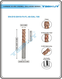 Thumbnail for 10 mm Carbide Endmill 55 HRC