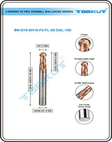 10 Mm Carbide Ballnose 100mm length