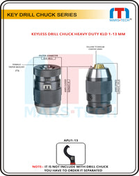Thumbnail for Keyless Drill Chuck 1-13mm