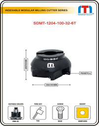 Thumbnail for SDMT1204 Milling Cutter Dia 100 Mm