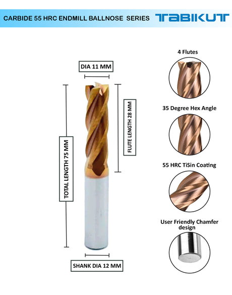 Carbide Endmill 11mm Dia