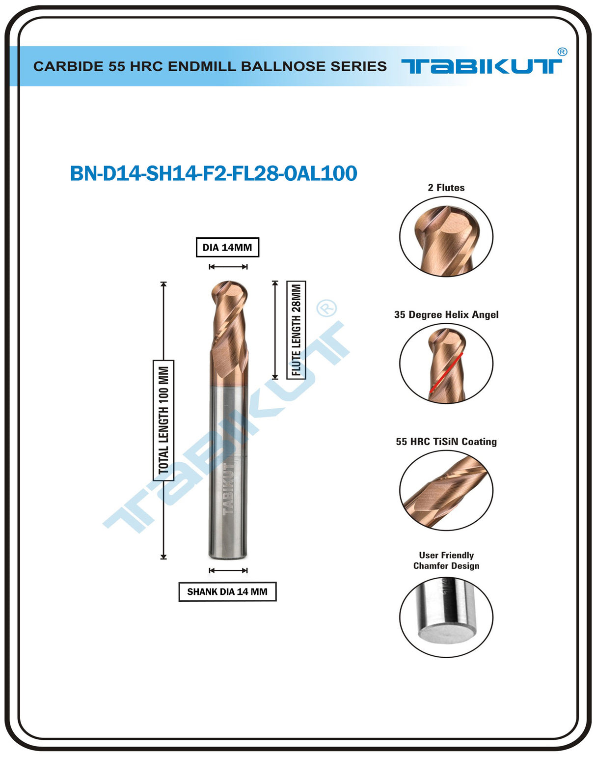 14 mm Carbide ballnose