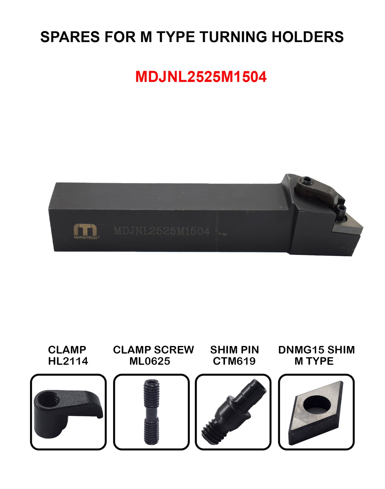DNMG1506 Turning Holder MDJNR/L 2020/2525 M15 pack of 1