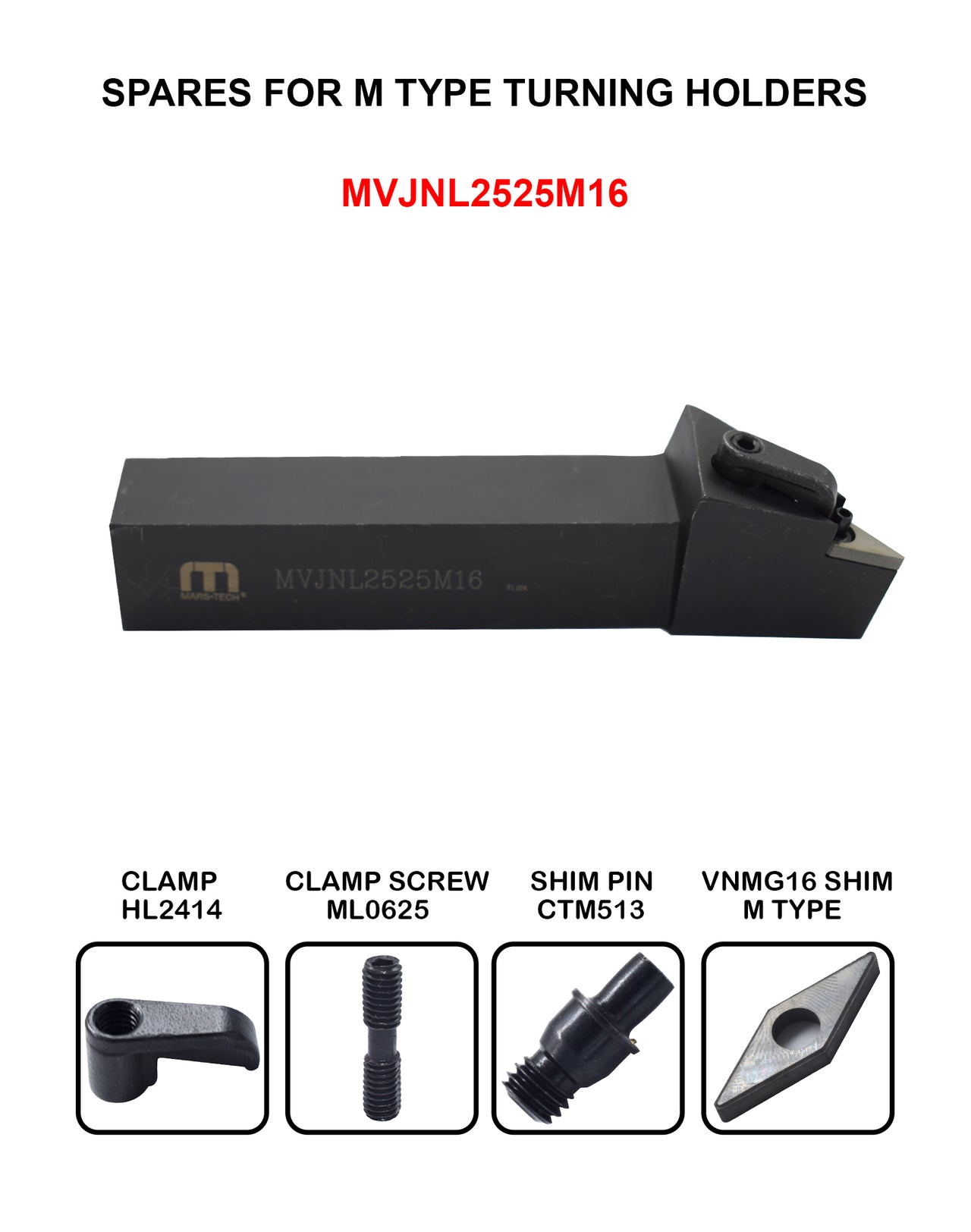 Turning Holder MVJNL/R 2525 M16 pack of 1