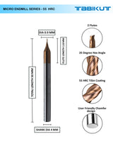 Micro Endmill 0.9 Mm 4mm Shank 2 Flutes (60 HRC)