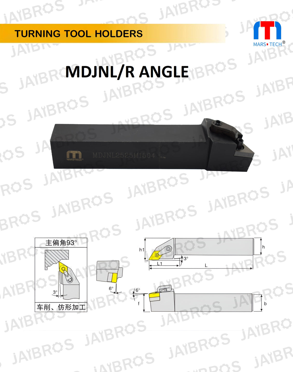 DNMG1506 Turning Holder MDJNR/L 2020/2525 M15 pack of 1