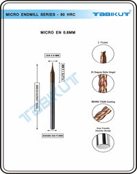 Thumbnail for Micro Endmill 0.8 Mm 4mm Shank 2 Flutes 