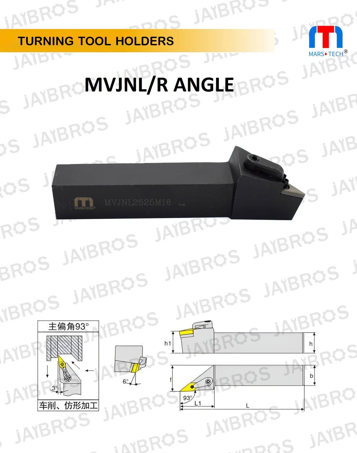 Turning Holder MVJNL/R 2525 M16 pack of 1