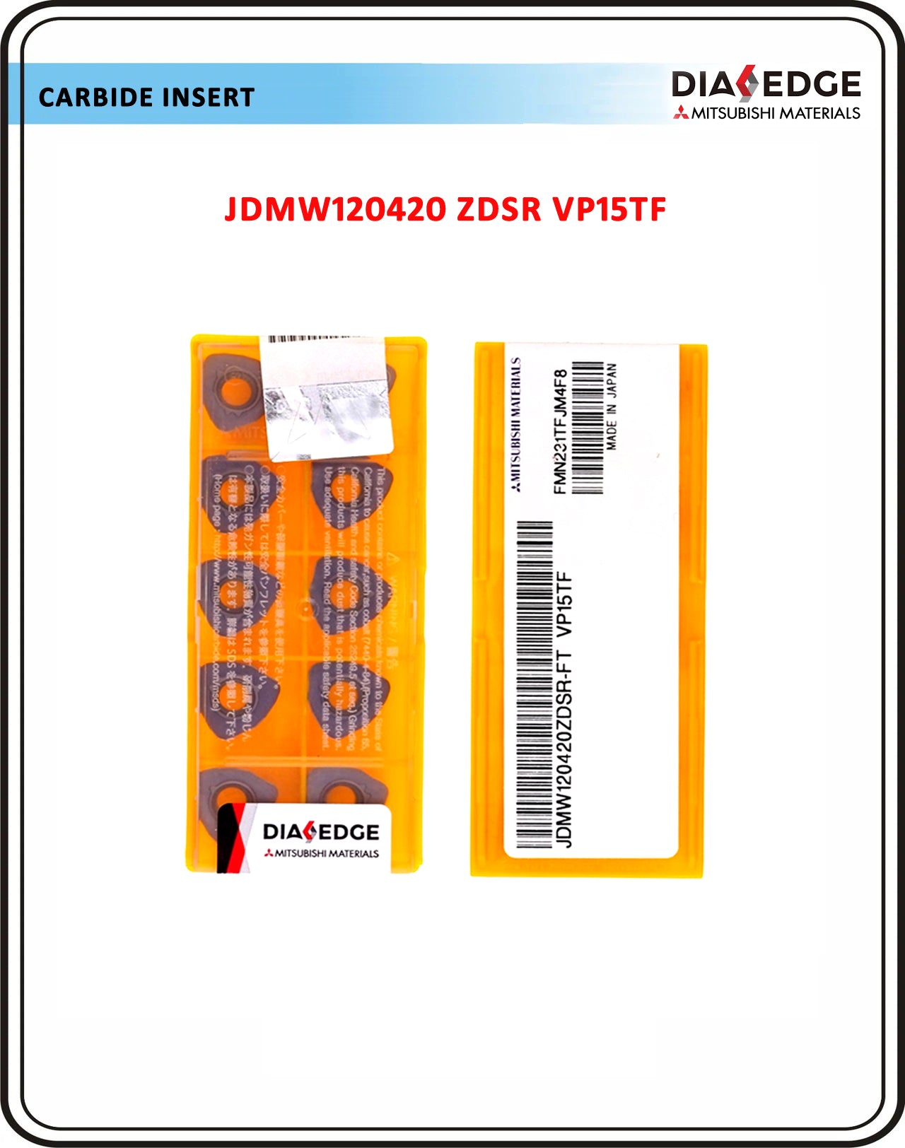 Mitsubishi insert JDMW120420 ZDSR VP15TF