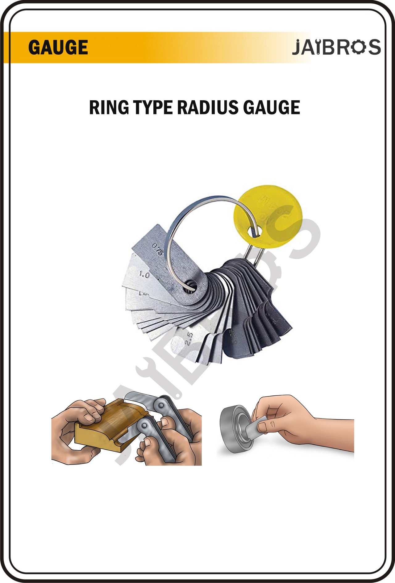 Radius gauge ring type 0.75 TO 5 MM