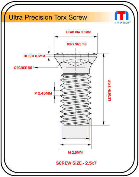 LNMU03 carbide insert screw 2.5x7 pack of 10