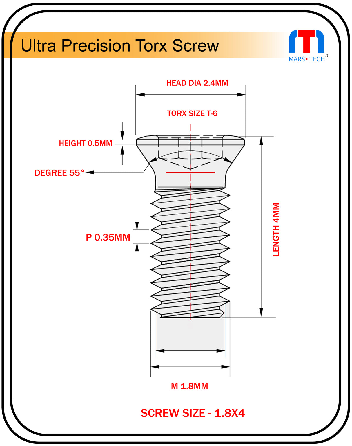 Ultra Precision Screw 1.8mm x 4mm long Pack of 10 nos.