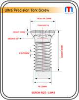 Ultra Precision Screw 1.8mm x 4mm long Pack of 10 nos.