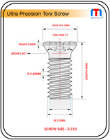 Ultra Precision Screw 2.2mm x 5mm T-7 long Pack of 10 nos.