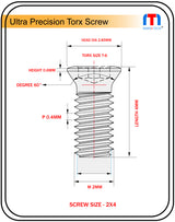 Ultra Precision Screw 2mm x 4mm long Pack of 10 nos.