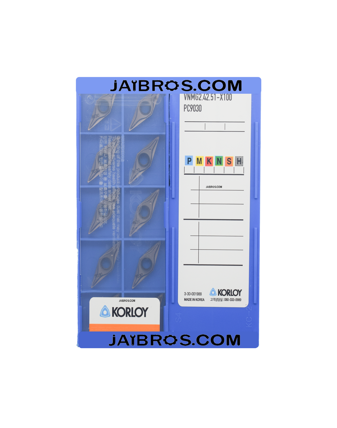 Korloy VNMG12T308/04 X100 PC9030 grade pack of 10